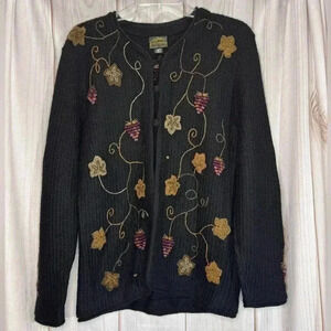 Pichincha Peru Womens Cardigan Sweater Alpaca Size Small Black